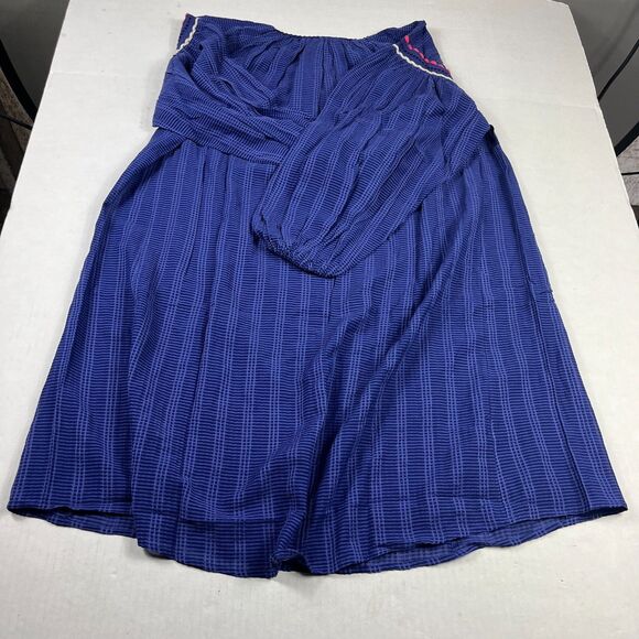 Anthropologie Conditions Apply Dress Small Blue Peasant Boho Tassel Sleeve Tunic - Picture 11 of 13